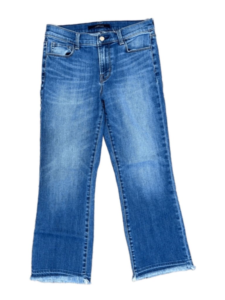 J Brand Mid-Rise Raw Edge Straight Leg Medium Wash Jeans Size 29